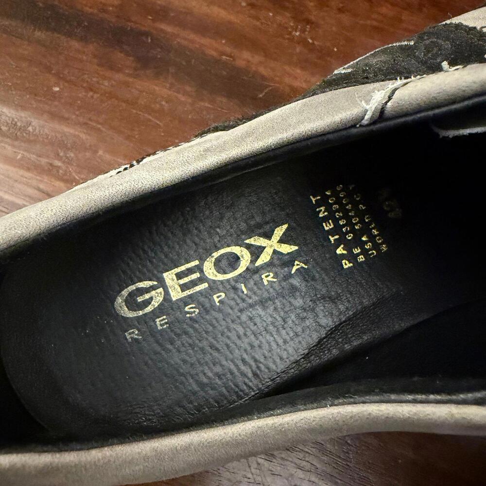 Geox Respira Low Top Leather Sneakers‎ Grey Black Men's 42.5 - Picture 6 of 7
